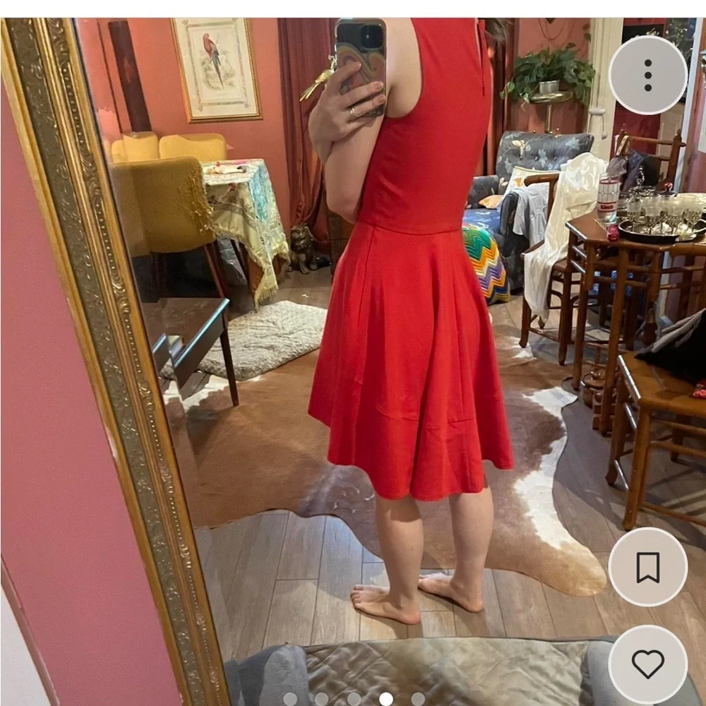Black halo red high low dress with super beautiful neckline - Picture 4 of 5